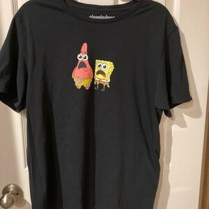 Nickelodeon Black T-Shirt with SpongeBob and Patrick Design Large